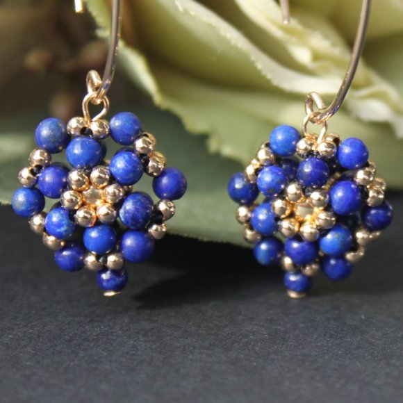 Lapis Lazuli and 14kt Gold Filled Dangle Earrings - Picture 15 of 16